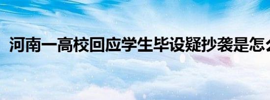 河南一高校回应学生毕设疑抄袭是怎么回事