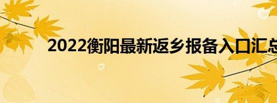 2022衡阳最新返乡报备入口汇总