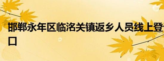 邯郸永年区临洺关镇返乡人员线上登记报备入口