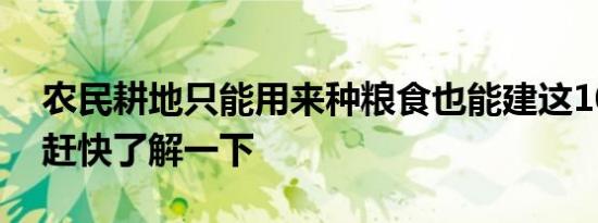 农民耕地只能用来种粮食也能建这10样建筑赶快了解一下