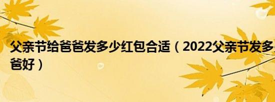 父亲节给爸爸发多少红包合适（2022父亲节发多少红包给爸爸好）