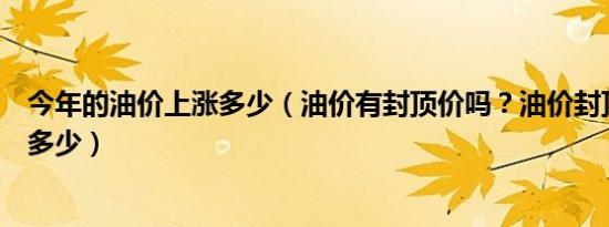 今年的油价上涨多少（油价有封顶价吗？油价封顶价最高是多少）