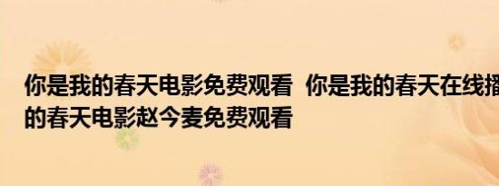 你是我的春天电影免费观看  你是我的春天在线播放 你是我的春天电影赵今麦免费观看