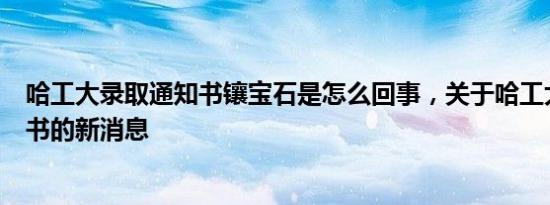 哈工大录取通知书镶宝石是怎么回事，关于哈工大录取通知书的新消息