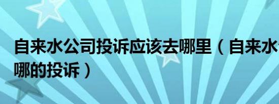 自来水公司投诉应该去哪里（自来水公司最怕哪的投诉）