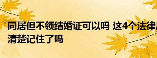 同居但不领结婚证可以吗 这4个法律后果你要清楚记住了吗
