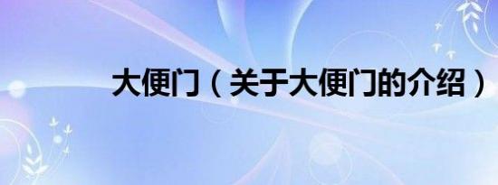 大便门（关于大便门的介绍）
