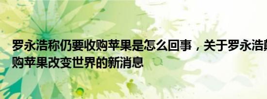 罗永浩称仍要收购苹果是怎么回事，关于罗永浩颠覆业界收购苹果改变世界的新消息
