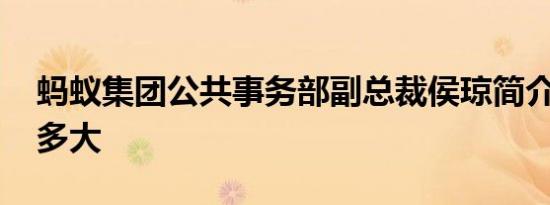 蚂蚁集团公共事务部副总裁侯琼简介 其年龄多大