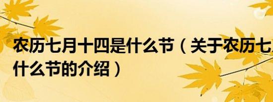 农历七月十四是什么节（关于农历七月十四是什么节的介绍）