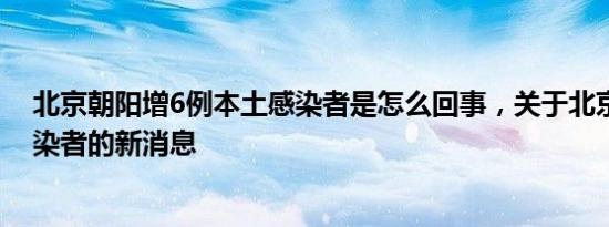 北京朝阳增6例本土感染者是怎么回事，关于北京朝阳区感染者的新消息