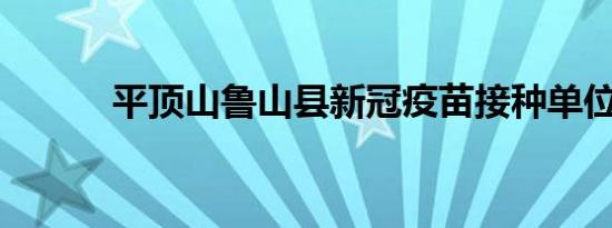 平顶山鲁山县新冠疫苗接种单位
