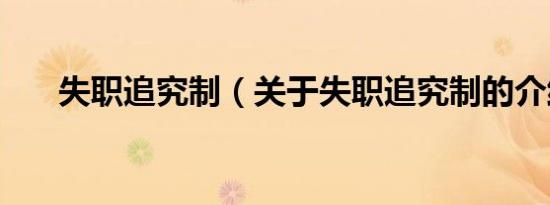 失职追究制（关于失职追究制的介绍）