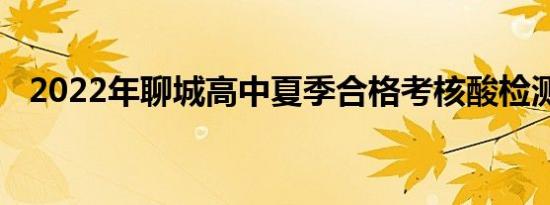 2022年聊城高中夏季合格考核酸检测要求