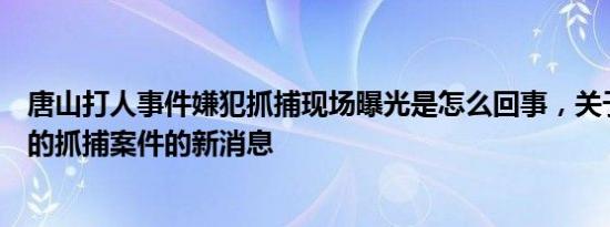 唐山打人事件嫌犯抓捕现场曝光是怎么回事，关于唐山最近的抓捕案件的新消息
