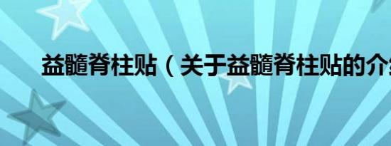 益髓脊柱贴（关于益髓脊柱贴的介绍）
