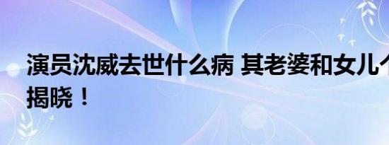 演员沈威去世什么病 其老婆和女儿个人简历揭晓！