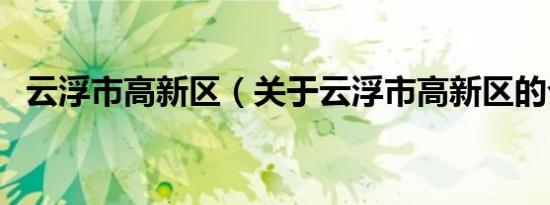 云浮市高新区（关于云浮市高新区的介绍）