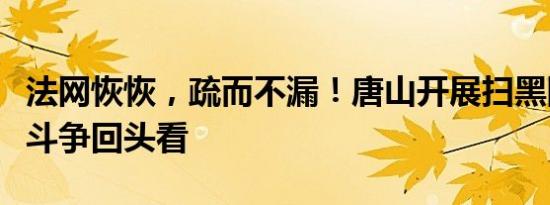 法网恢恢，疏而不漏！唐山开展扫黑除恶专项斗争回头看