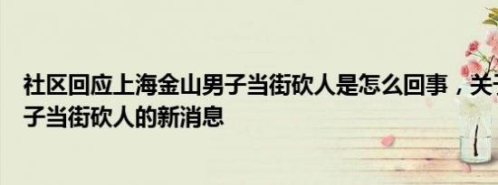 社区回应上海金山男子当街砍人是怎么回事，关于上海一男子当街砍人的新消息