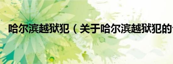 哈尔滨越狱犯（关于哈尔滨越狱犯的介绍）