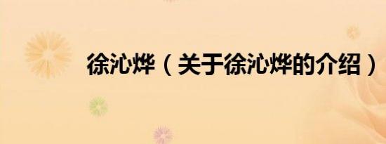 徐沁烨（关于徐沁烨的介绍）