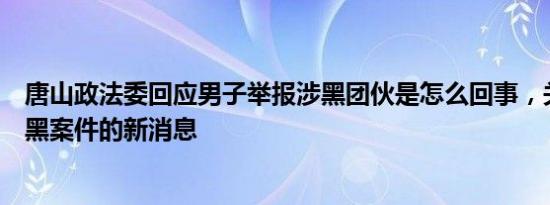 唐山政法委回应男子举报涉黑团伙是怎么回事，关于唐山打黑案件的新消息