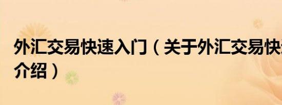 外汇交易快速入门（关于外汇交易快速入门的介绍）