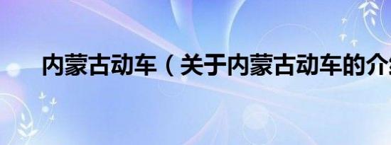 内蒙古动车（关于内蒙古动车的介绍）