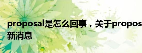 proposal是怎么回事，关于proposal格式的新消息