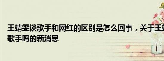 王靖雯谈歌手和网红的区别是怎么回事，关于王靖雯是网络歌手吗的新消息