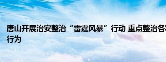 唐山开展治安整治“雷霆风暴”行动 重点整治各种违法犯罪行为