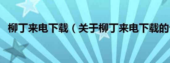 柳丁来电下载（关于柳丁来电下载的介绍）