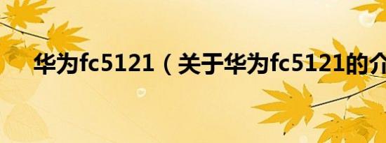 华为fc5121（关于华为fc5121的介绍）