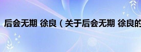 后会无期 徐良（关于后会无期 徐良的介绍）