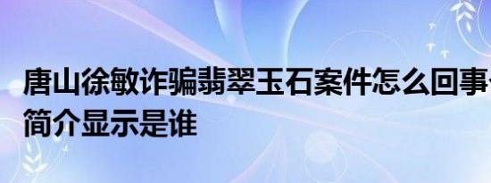 唐山徐敏诈骗翡翠玉石案件怎么回事个人资料简介显示是谁