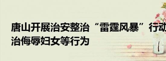 唐山开展治安整治“雷霆风暴”行动 重点整治侮辱妇女等行为