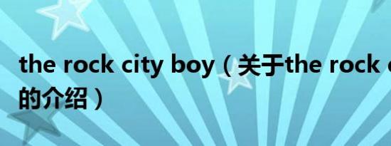 the rock city boy（关于the rock city boy的介绍）
