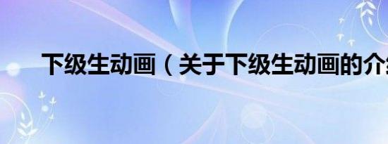 下级生动画（关于下级生动画的介绍）