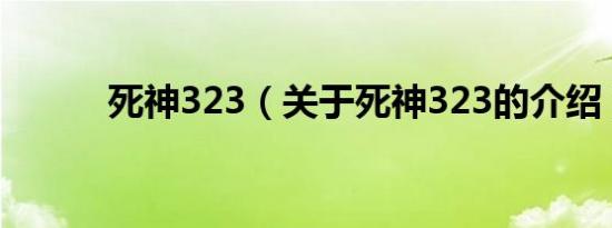 死神323（关于死神323的介绍）