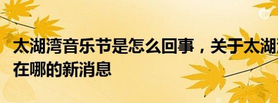 太湖湾音乐节是怎么回事，关于太湖湾音乐节在哪的新消息