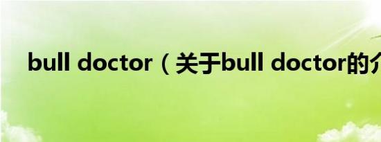 bull doctor（关于bull doctor的介绍）