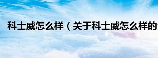 科士威怎么样（关于科士威怎么样的介绍）