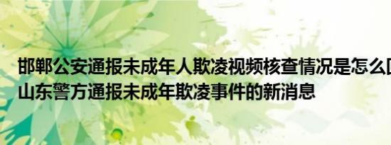 邯郸公安通报未成年人欺凌视频核查情况是怎么回事，关于山东警方通报未成年欺凌事件的新消息