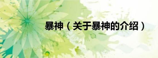 暴神（关于暴神的介绍）