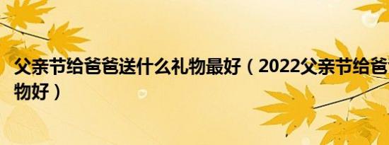 父亲节给爸爸送什么礼物最好（2022父亲节给爸爸送什么礼物好）
