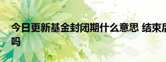 今日更新基金封闭期什么意思 结束后会大涨吗