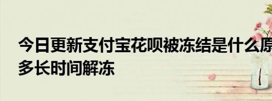 今日更新支付宝花呗被冻结是什么原因 需要多长时间解冻