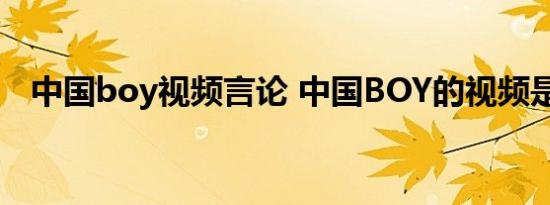 中国boy视频言论 中国BOY的视频是什么