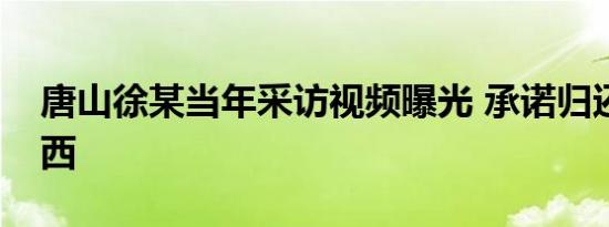唐山徐某当年采访视频曝光 承诺归还所有东西